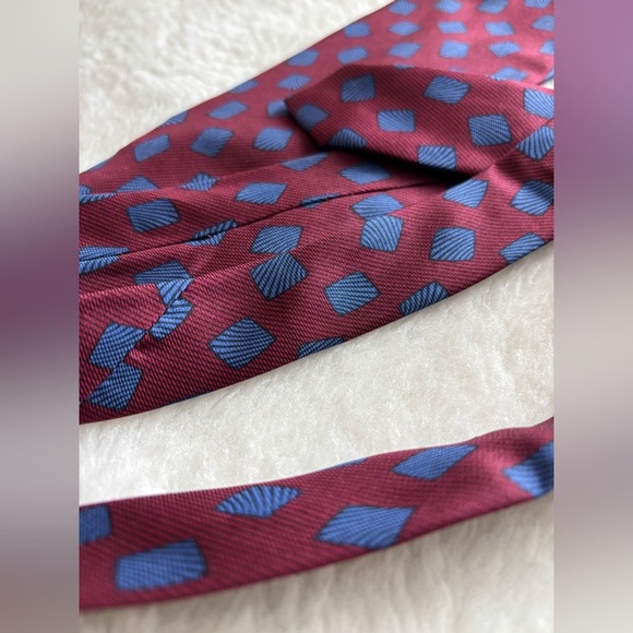 Valentino Burgundy and Blue Silk Tie vintage - Picture 9 of 9